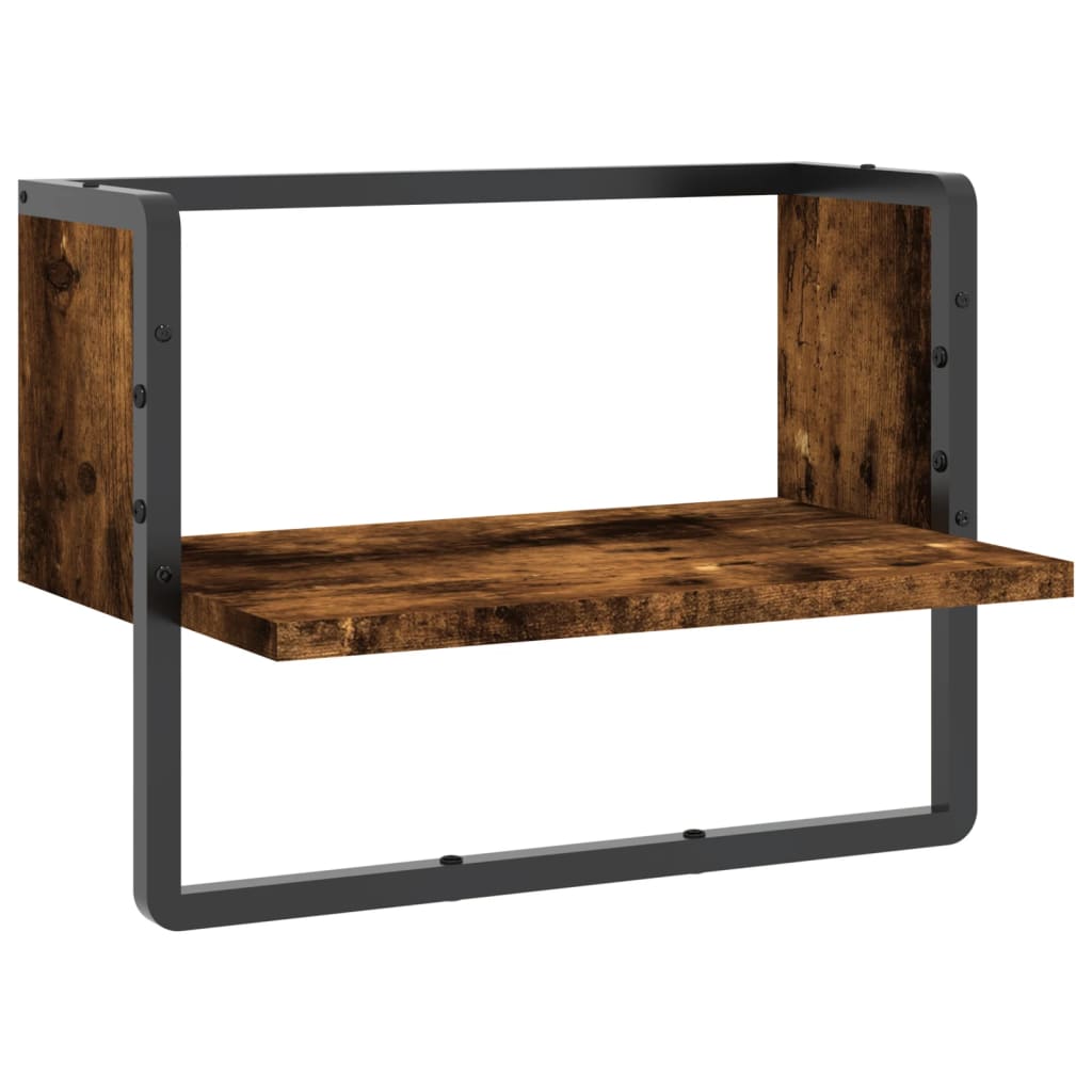 Wandregal mit Stange Räuchereiche 40x25x30 cm - Premium Wandregale  - Just €22.85! Shop now at homesales4u