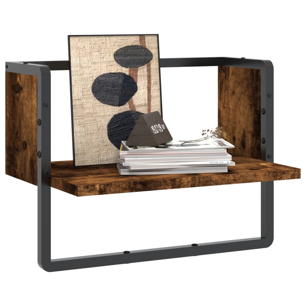 Wandregal mit Stange Räuchereiche 40x25x30 cm - Premium Wandregale  - Just €22.85! Shop now at homesales4u