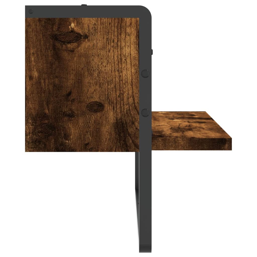 Wandregal mit Stange Räuchereiche 40x25x30 cm - Premium Wandregale  - Just €22.85! Shop now at homesales4u