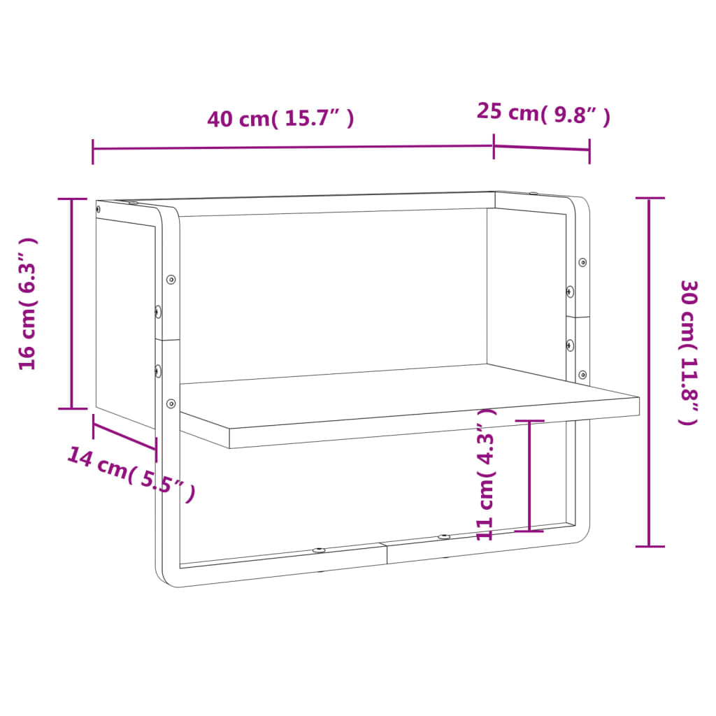 Wandregal mit Stange Grau Sonoma 40x25x30 cm - Premium Wandregale  - Just €22.52! Shop now at homesales4u