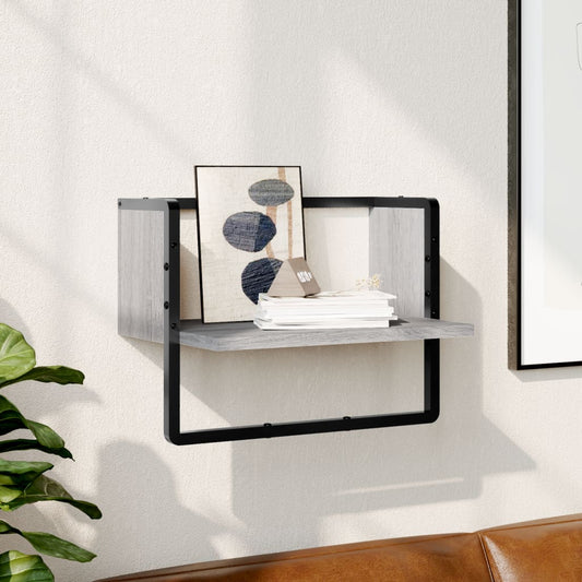 Wandregal mit Stange Grau Sonoma 40x25x30 cm - Premium Wandregale  - Just €22.52! Shop now at homesales4u