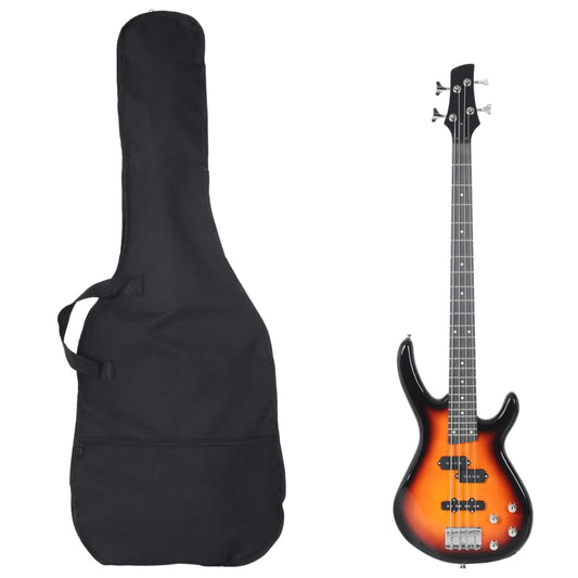 E-Bass für Anfänger mit Tasche Braun und Schwarz 4/4 46" - Premium Gitarren  - Just €208.77! Shop now at homesales4u