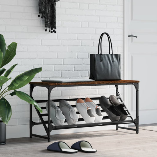 Schuhregal Braun Eichen-Optik 90x30x45 cm Holzwerkstoff - Premium Schuhregale & -schränke  - Just €52.64! Shop now at homesales4u