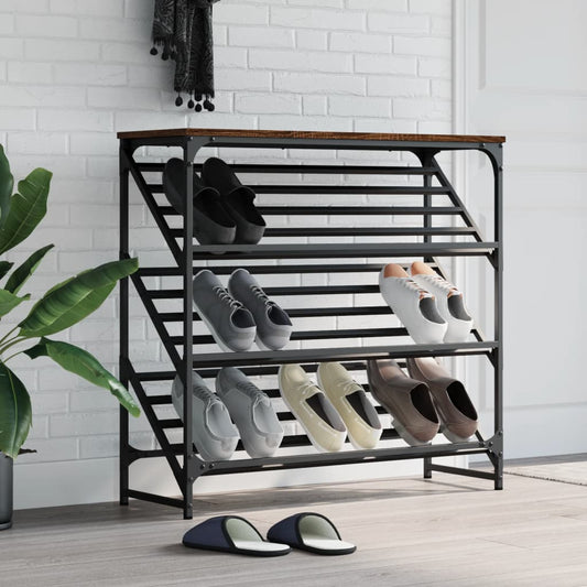 Schuhregal Braun Eichen-Optik 90x30x85 cm Holzwerkstoff - Premium Schuhregale & -schränke  - Just €68.42! Shop now at homesales4u