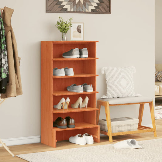 Schuhregal Wachsbraun 52x30x104 cm Massivholz Kiefer - Premium Schuhregale & -schränke  - Just €100.29! Shop now at homesales4u