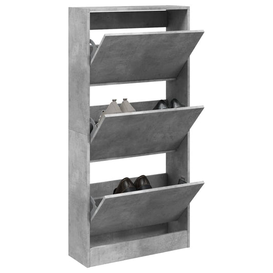 Schuhschrank Betongrau 60x21x125,5 cm Holzwerkstoff - Premium Schuhregale & -schränke  - Just €118.05! Shop now at homesales4u