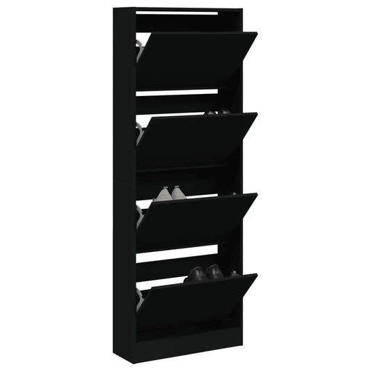 Schuhschrank Schwarz 60x21x163,5 cm Holzwerkstoff - Premium Schuhregale & -schränke  - Just €133.68! Shop now at homesales4u