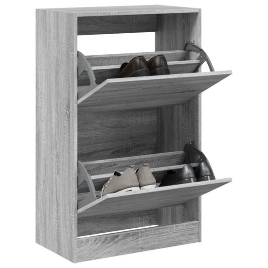 Schuhschrank Grau Sonoma 60x34x96,5 cm Holzwerkstoff - Premium Schuhregale & -schränke  - Just €106.47! Shop now at homesales4u