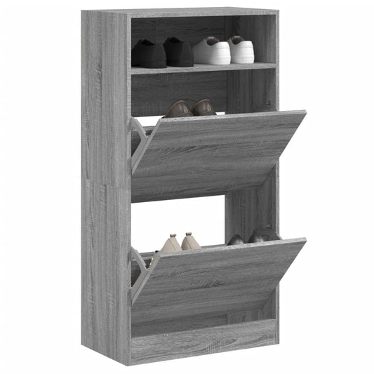 Schuhschrank Grau Sonoma 60x34x116 cm Holzwerkstoff - Premium Schuhregale & -schränke  - Just €108.74! Shop now at homesales4u